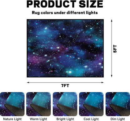 5'x7' Galaxy Rug Bedroom Living Room Gaming Area Rugs Nebula Throw Rugs Yoga Floor Mat Carpet,63"x83"