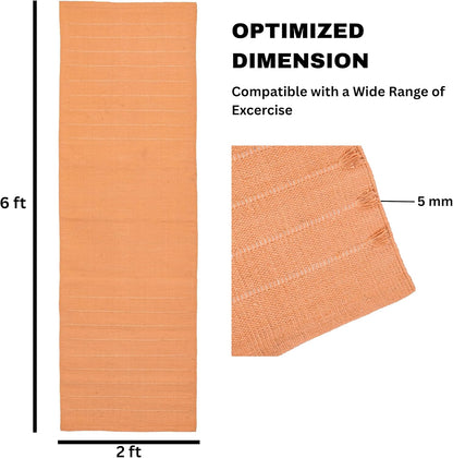 Sivi Herbal Organic Cotton Yoga Mat - Eco-Friendly Hand-Woven Non-Slip Rug - Thick & Comfortable (24”x72”x5mm) for Home Fitness & Yoga
