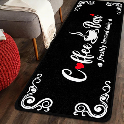 Coffee Kitchen Rug, 20"x47" Soft Velvet Kitchen Runner, Laundry Room Rugs Thickened TPR Bottom Floor Mat, Friendly for Kids & Pets, Multi-Use for Yoga Office, Coffee Station Rug Decor