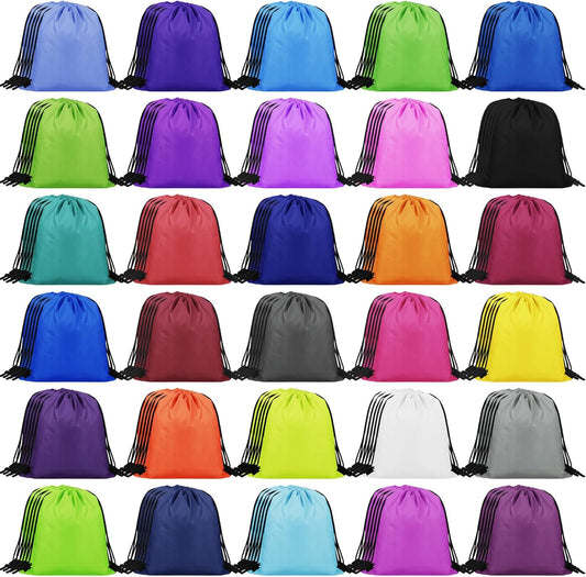 Spiareal 150 Pack Small Drawstring Backpacks Bulk Cinch Tote Bags Colored Polyester Sackpacks 12x10 Inch for Gym, Travel, Outdoor, Operation Christmas Items & Homeless Care Package Supplies