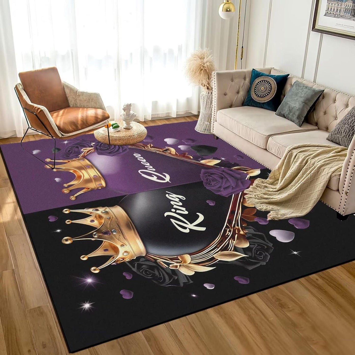 5' X 7' Queen and King Rug Black Grey Area Rugs Dining Living Room Bedroom Kitchen Office Yoga Room Washable Floor Mat Doormats Throw Rug Carpet Room Decor