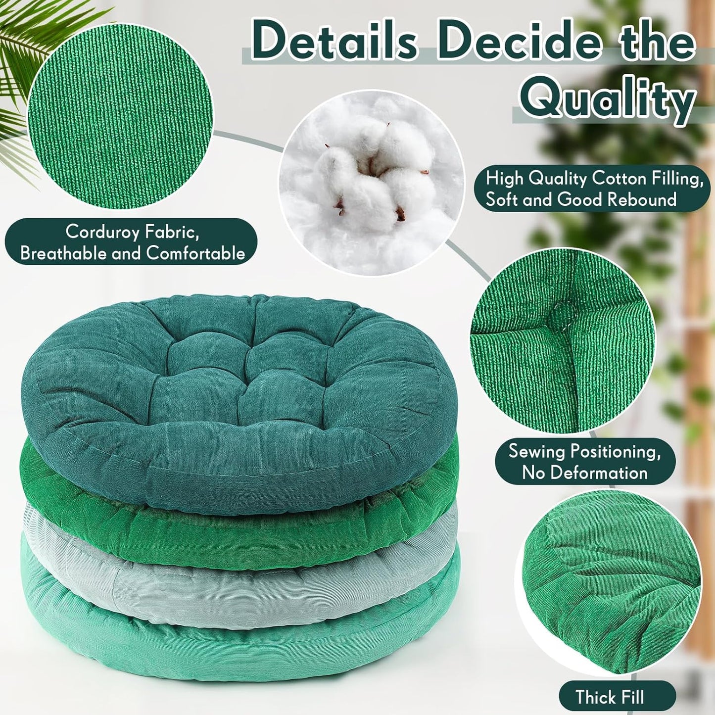 Jerify Floor Pillow Cushions Large Round Square Large Meditation Floor Pillow for Classroom Adult Meditation Picnic Party Seating Learning Daycare School(Square,Mixed Colors,4 Pcs)