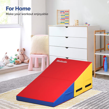 Matladin Incline Gymnastics Wedge Mat, Folding Gymnastics Mat for Kids Girls Home Training Exercise
