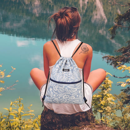 WANDF Drawstring Backpack String Bag Sackpack Cinch Water Resistant Nylon for Gym Shopping Sport Yoga (Black)