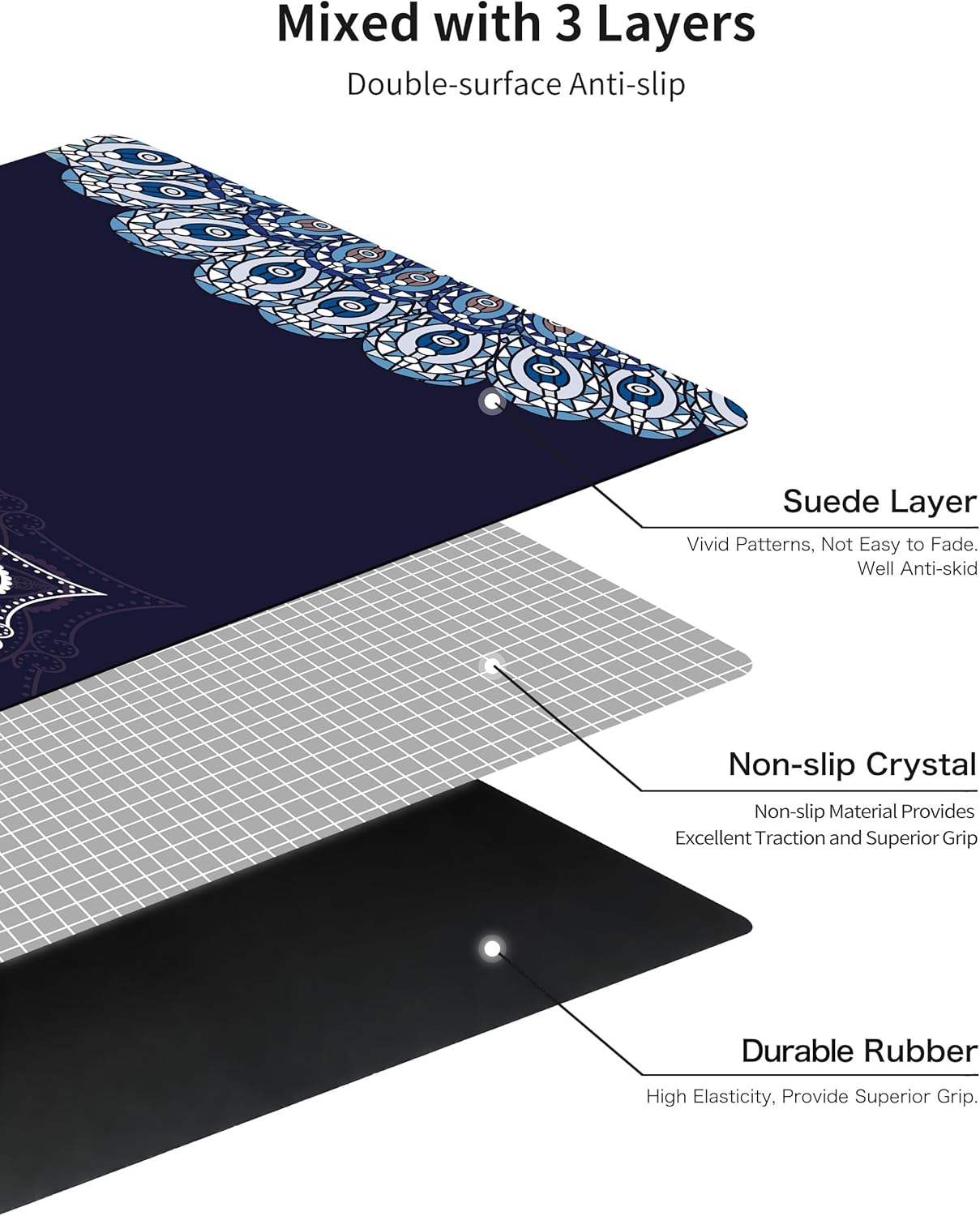 nuveti Printed Travel Yoga Mat-1/16 Inch Thick Non Slip Fitness Workout Mat with Carrying Bag, Foldable Lightweight Suede & Natural Rubber Yoga Mat for Yoga Pilates and Fitness 72" L x 24" W x 1.5mm
