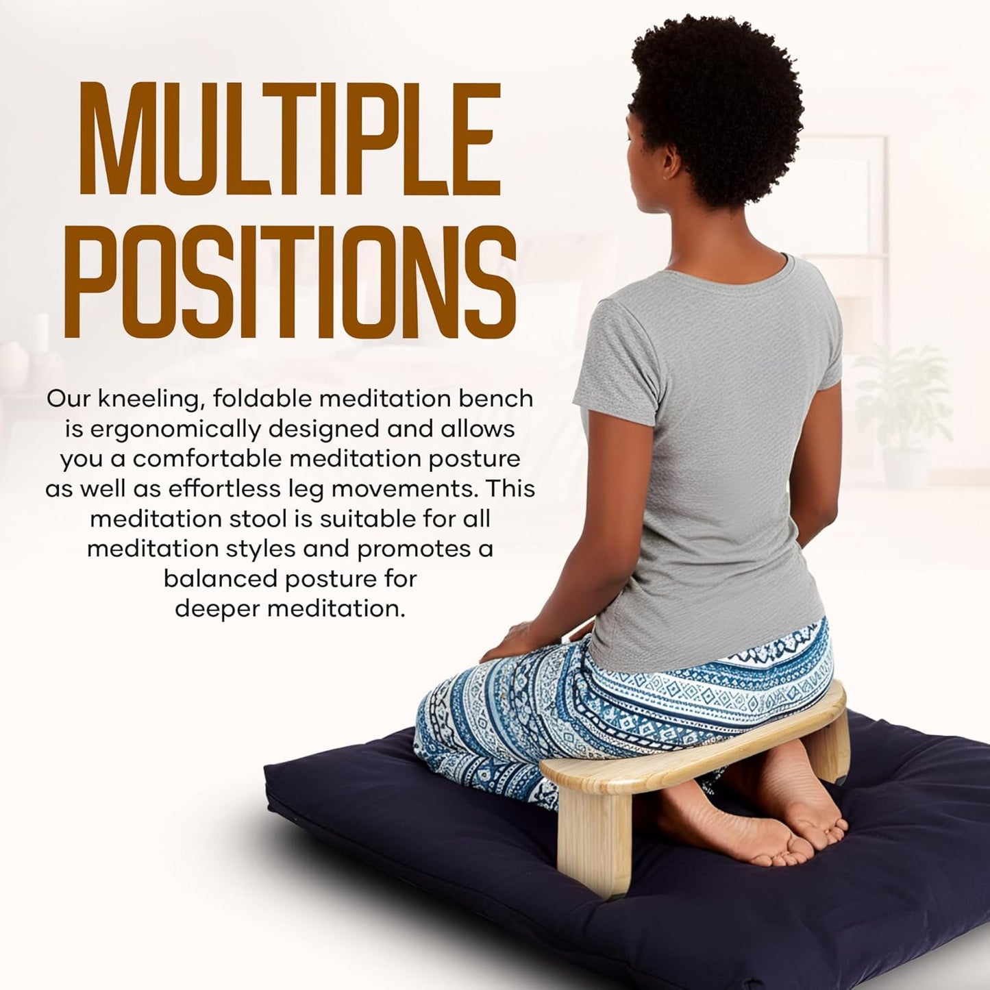 NIXSCALINO Folding Meditation Bench | Bamboo Kneeling Stool with Rocking mechanism - Portable Cross Legged Folding Seiza Chair