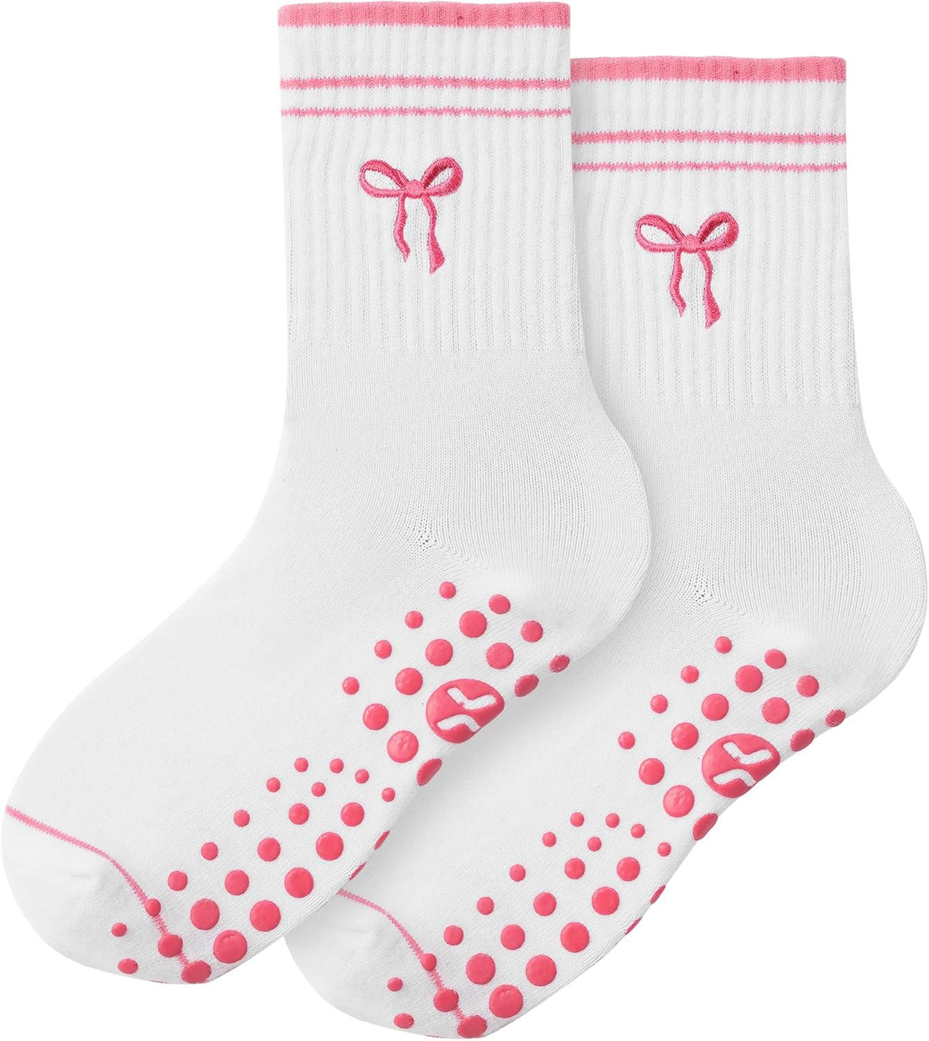 COOLMATE Pilates Socks with Grips for Women, Yoga Socks, Crew Non Slip Women for Barre, Pilates Gifts for Women - Colors A