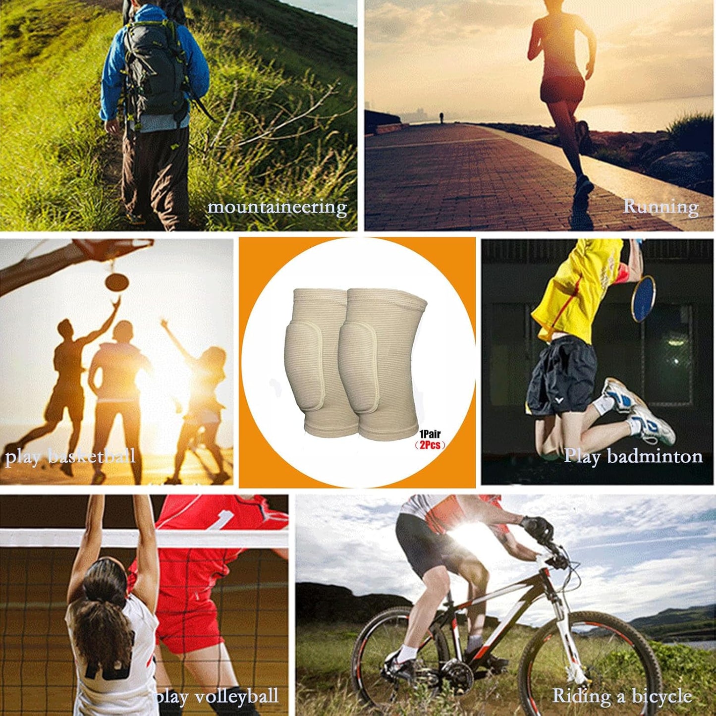 Anti slip sponge, soft and breathable men's, women's, girls', and children's black knee pads suitable for sports scenes such as volleyball, football, dance, yoga, wrestling, running, cycling, etc (Black, Large)