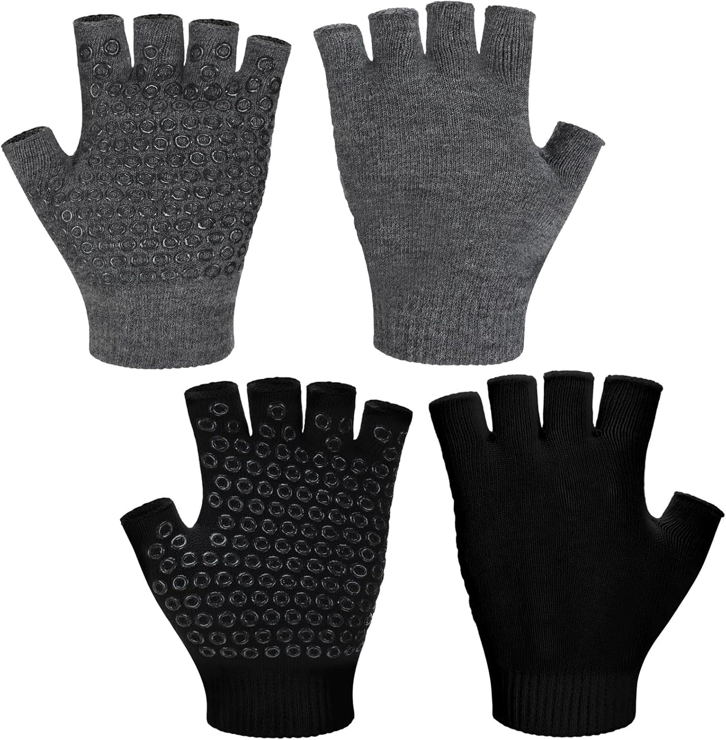 Eurzom 2 Pairs Non Slip Yoga Gloves for Women Fingerless Pilates Gloves with Grips for Yoga Fitness Workout Sports Exercise Gym