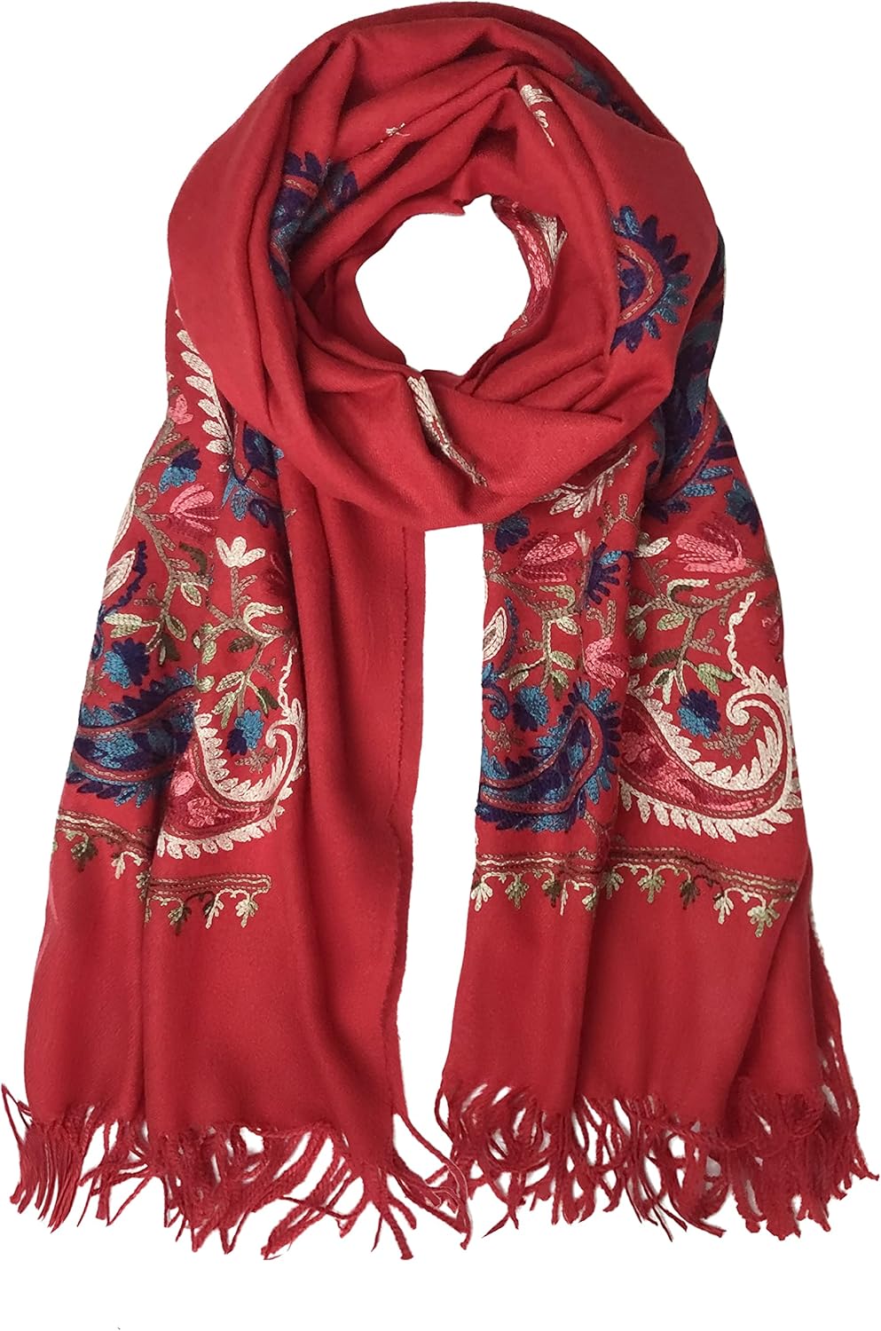 Urban CoCo Women's Embroidered Oversize Tassel Shawl Scarf Wraps for Women