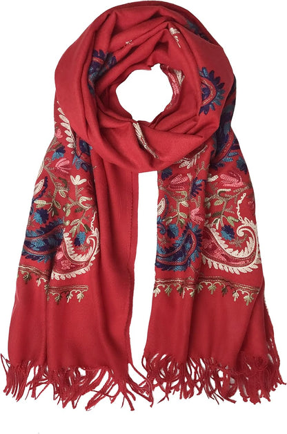 Urban CoCo Women's Embroidered Oversize Tassel Shawl Scarf Wraps for Women