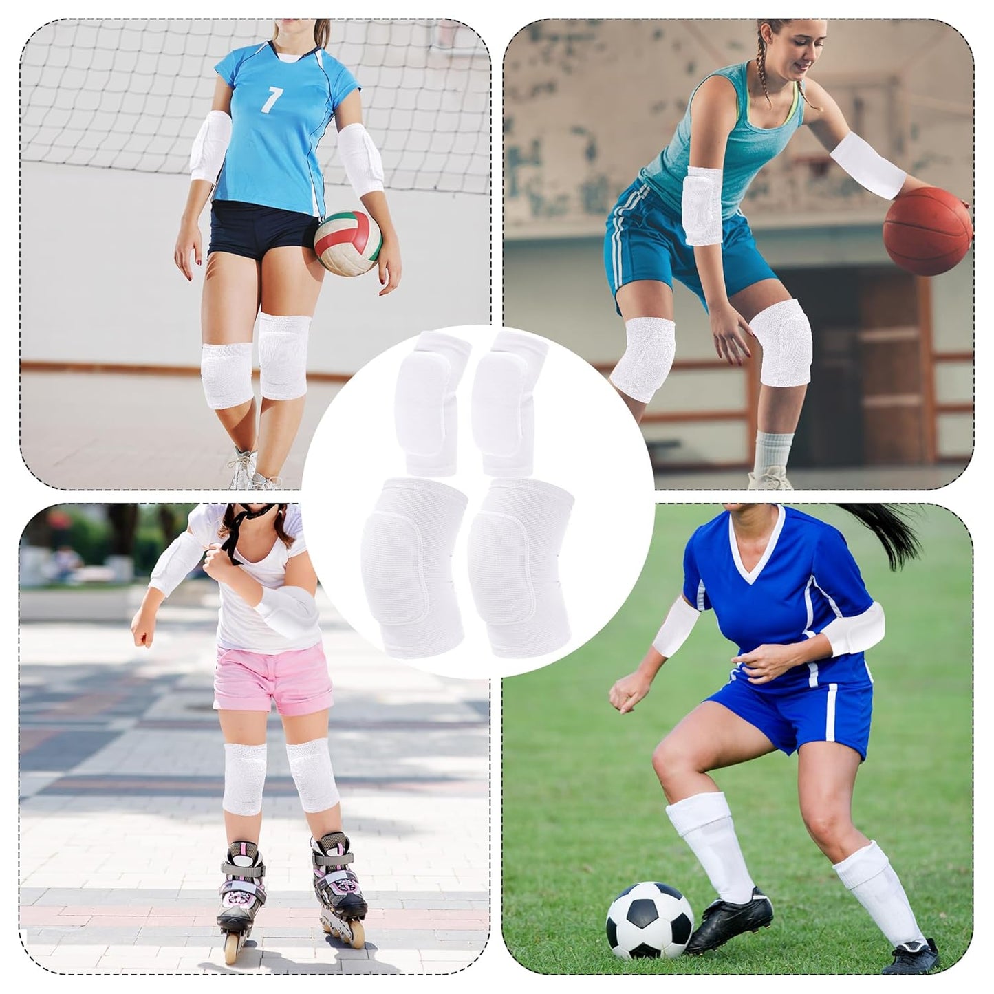obmwang Volleyball Knee Pads and Volleyball Arm Pads Set for Kids Youth Volleyball Yoga Dance Football Basketball Running, Meduim