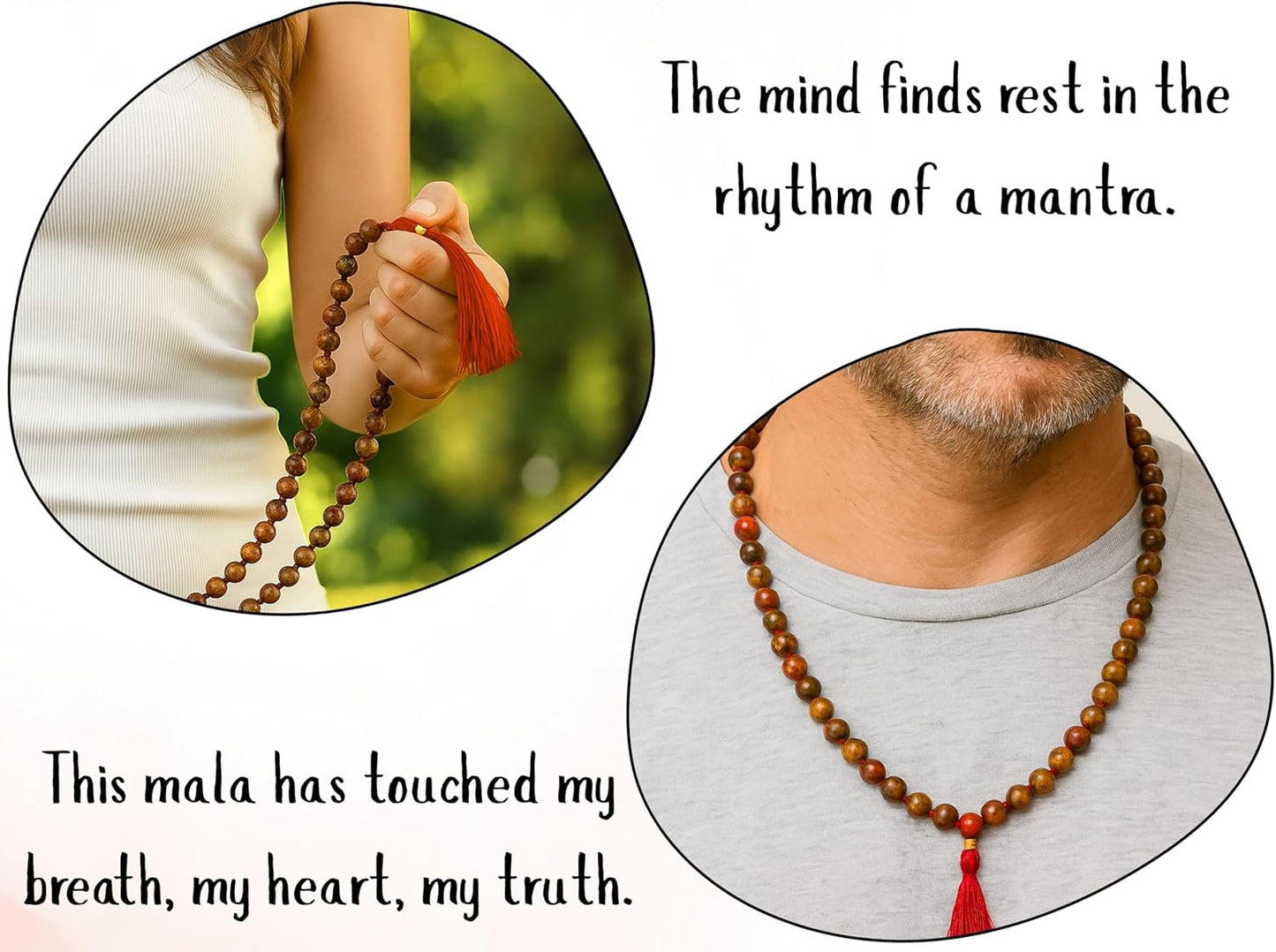 Amazing Gemstone 108 Beads Handmade Mala (Knotted, Rudraksha) - Colors A