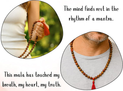 Amazing Gemstone 108 Beads Handmade Mala (Knotted, Rudraksha) - Colors A