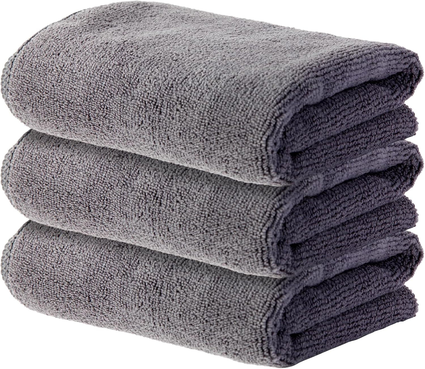 Microfiber Gym Towel Set for Sports Fitness, Yoga, Workout, Soft and Quick-Drying Gym Towels for Women Men (3 Pack, Grey+Blue+Purple)