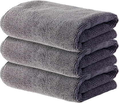 Microfiber Gym Towel Set for Sports Fitness, Yoga, Workout, Soft and Quick-Drying Gym Towels for Women Men (3 Pack, Grey+Blue+Purple)