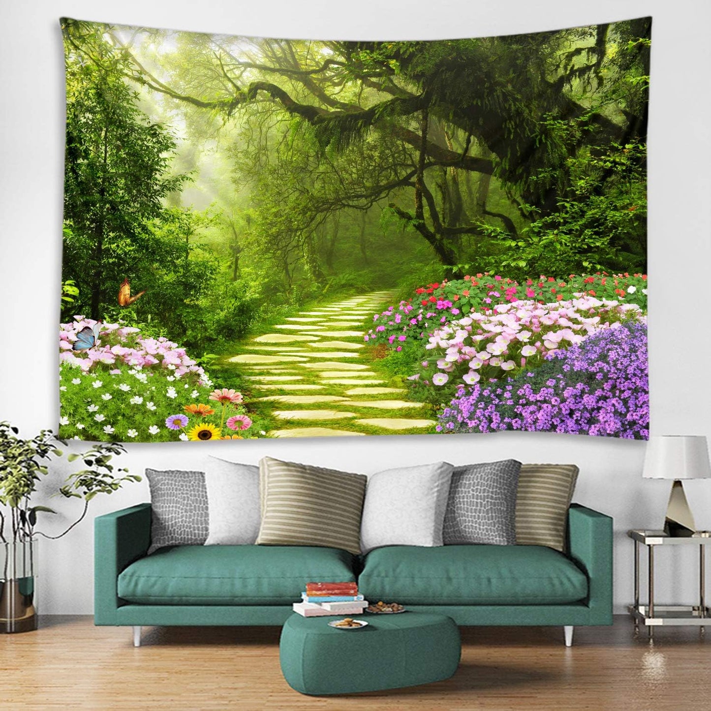LYFANS Wooden Bridge Water Printing Fabric Tapestry Decorative Wall Art Tablecloth Bed Cover Picnic Carpet Beach Towel Bedroom Dormitory Living Room Multi functional Tapestry 79 x 59 inches