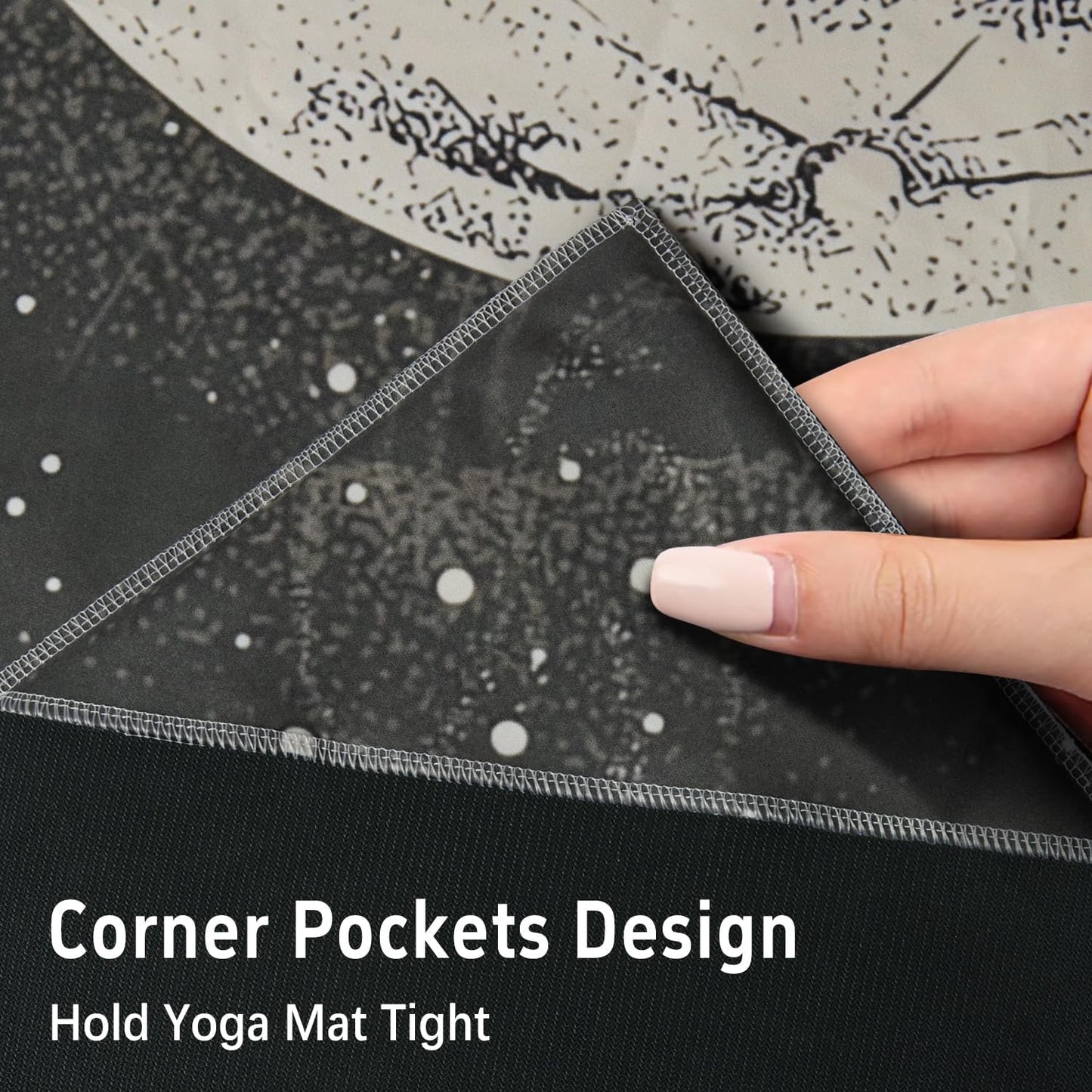 Hot Yoga Mat Towel with Corner Pockets Yoga Towels for Hot Yoga Non Slip with Travel Bag Sweat Absorbent Yoga Blankets Mat Cover for Workout Gym 70"x26" (Mountain-01, 70x26)