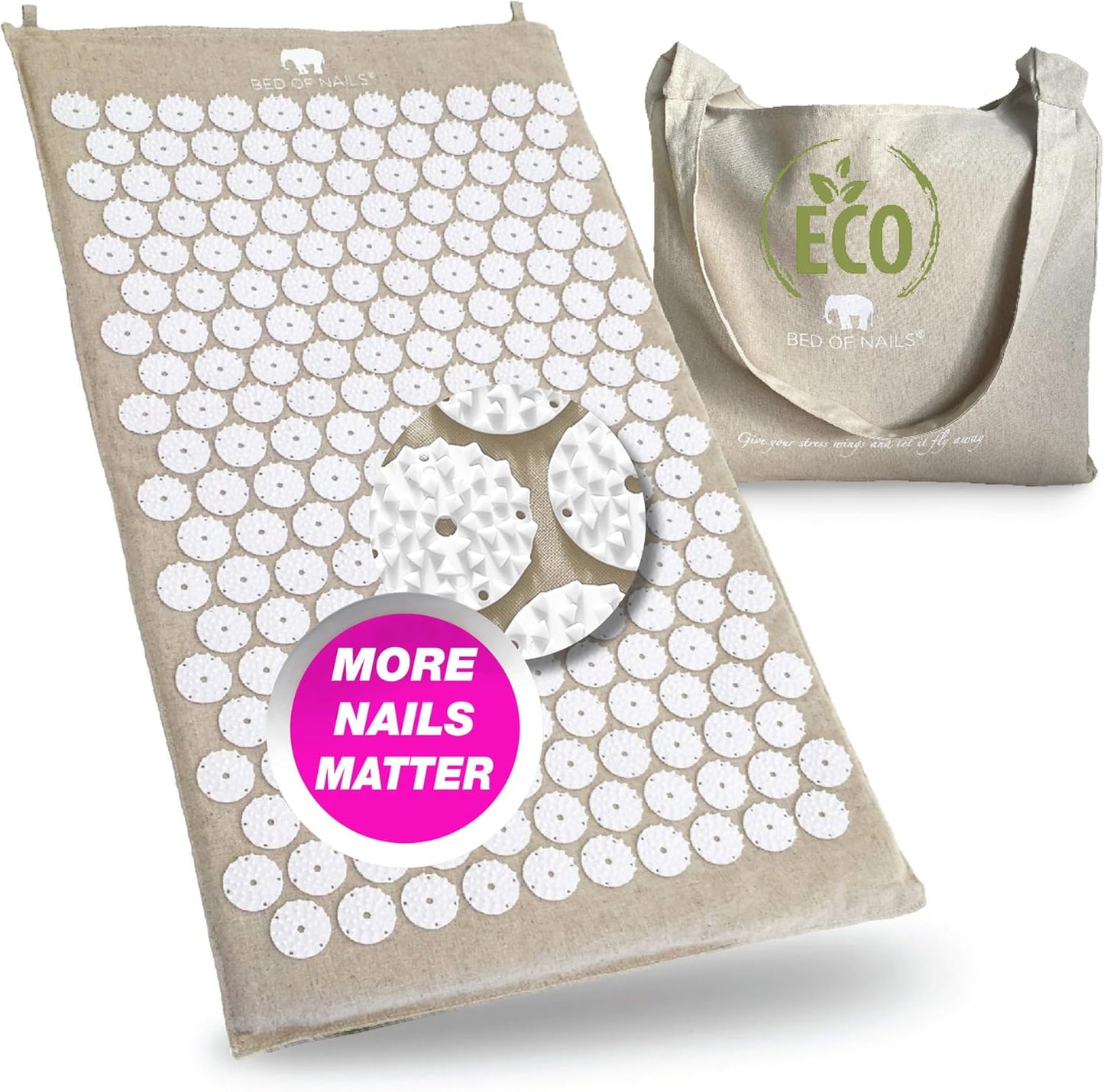 Bed of Nails ECO Pillow Original Acupressure Mat Design with 2142 Precision Nails, 15 x 6 x 4