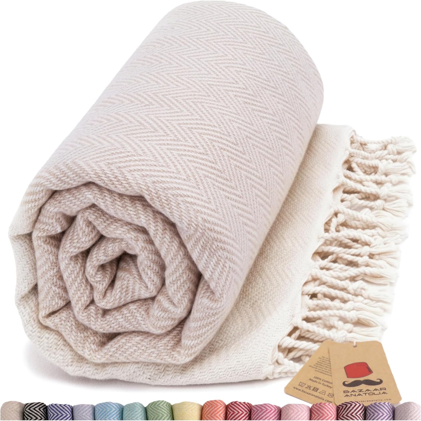 Bazaar Anatolia Turkish Beach Towel – 100% Cotton, Quick Dry, Lightweight and Sand Free – Perfect for Bathroom, Travel, Yoga, Camping, Oversized 71x39 inches - Diamond Black - Colors C