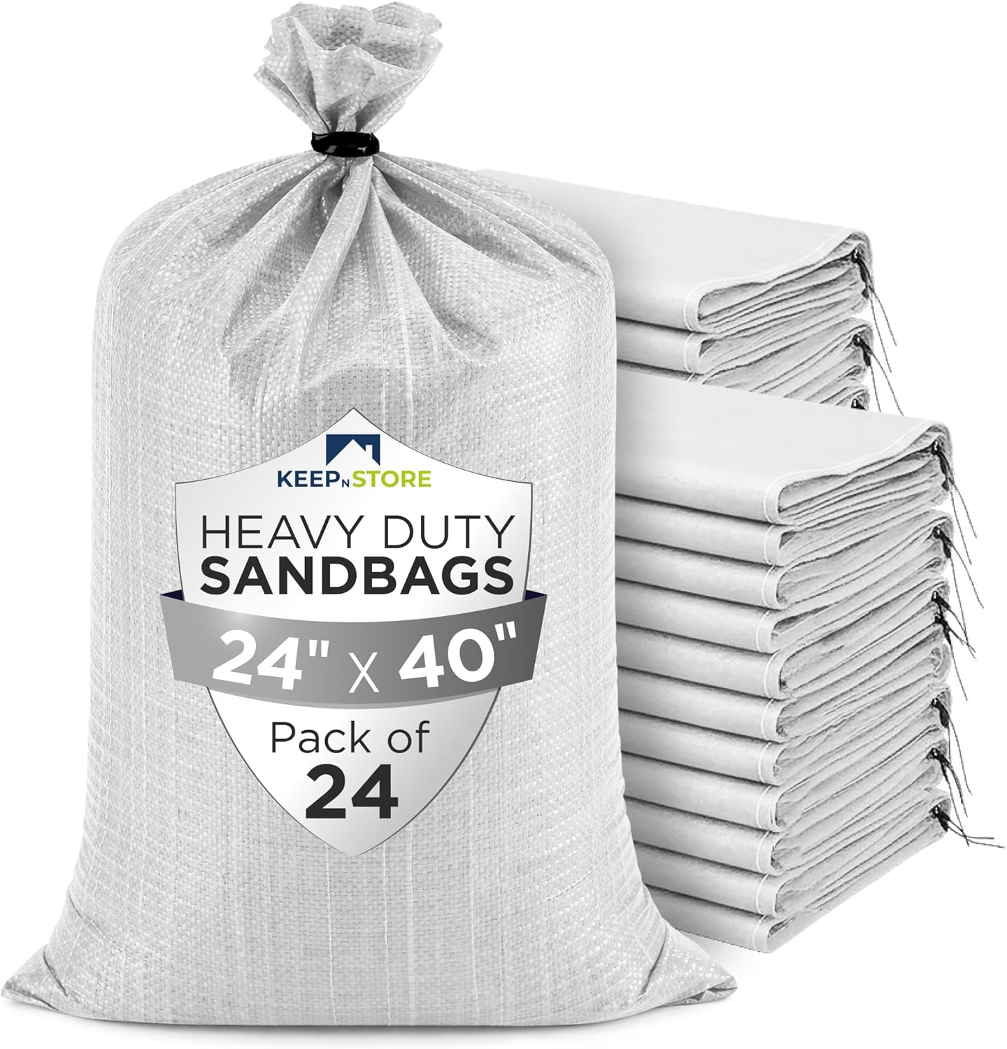 Heavy Duty Sand Bags Pack of 3, White Empty Sandbags with Built-In Ties, Woven Polypropylene UV Protection 1600 Hours, Fillable Sand Bags for Flood Control, Weight, 10x14 inches, 15 Pounds Volume