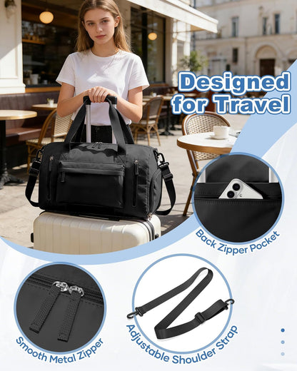 Gym Bag Womens Mens with Shoes Compartment and Wet Pocket Travel Duffel Bag for Women for Plane Sport Gym Tote Bags Swimming Yoga Waterproof Weekend Overnight Carry on Bag Hospital Holdalls - Colors B