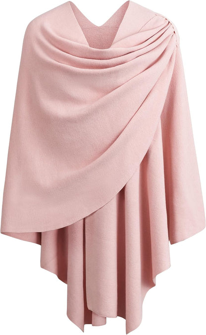 PULI Womens Large Cross Front Poncho Sweater Wrap Topper Knitted Elegant Shawls Cape for Fall Winter