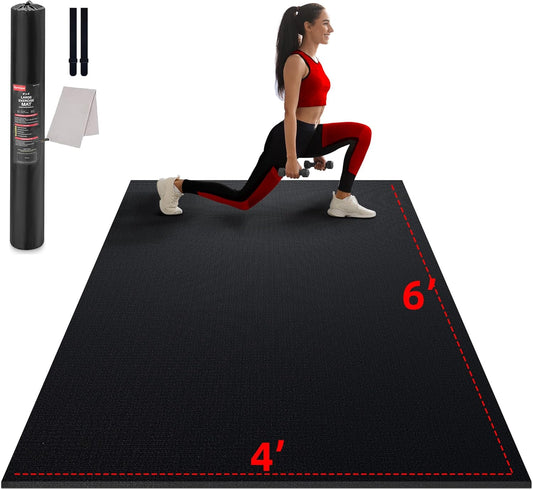 GymCope Large Exercise Mat for Home Workout,12‘x6’/10'x6'/9'x6'/8'x6'/7'x5'/6'x4' (7mm) Extra Thick Workout Mat, High-Density Gym Mat for Cardio, Jump Rope, MMA, Weights (Shoe-Friendly)