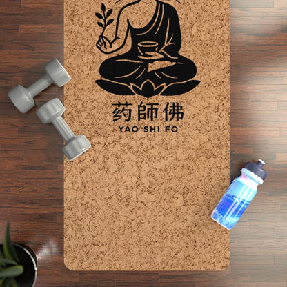 Yoga Mat 183 x 60 cm - 4 mm FSC Cork + Natural Rubber - BLACK