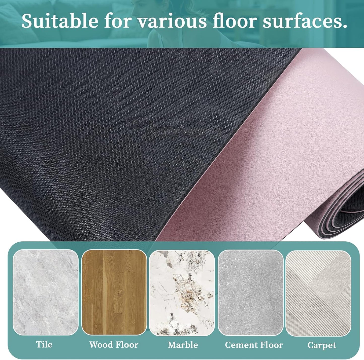 U&M Professional Non Slip PU Yoga Mat,Purple, Grey, Pink, Green 72x27 Inch 0.2" Thick Exercise Mat,| Sweatproof High Density | Anti-tear | Non-Slip Textured Surface | Natural Rubber Bottom Workout Mat for Women & Men Yoga Pilates Fitness