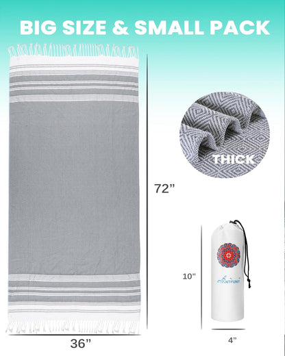 Antfuny Turkish Beach Towels Vacation Essentials Quick Dry Sand Free Oversized Bath Pool Swim Towel Extra Large XL Blanket Adult Travel Cruise Accessories Must Haves Clearance Stuff Necessities - Colors A