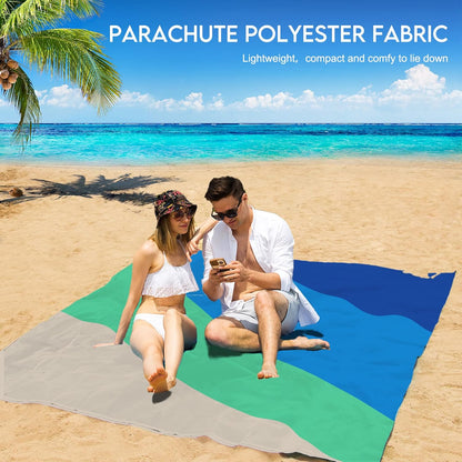 BYDOLL Beach Blanket Waterproof Sandproof Large Sand Free,78''X81''/10'X9' Oversized Sandless Lightweight Blanket Picnic Mat for Beach Travel Camping Hiking with Stakes
