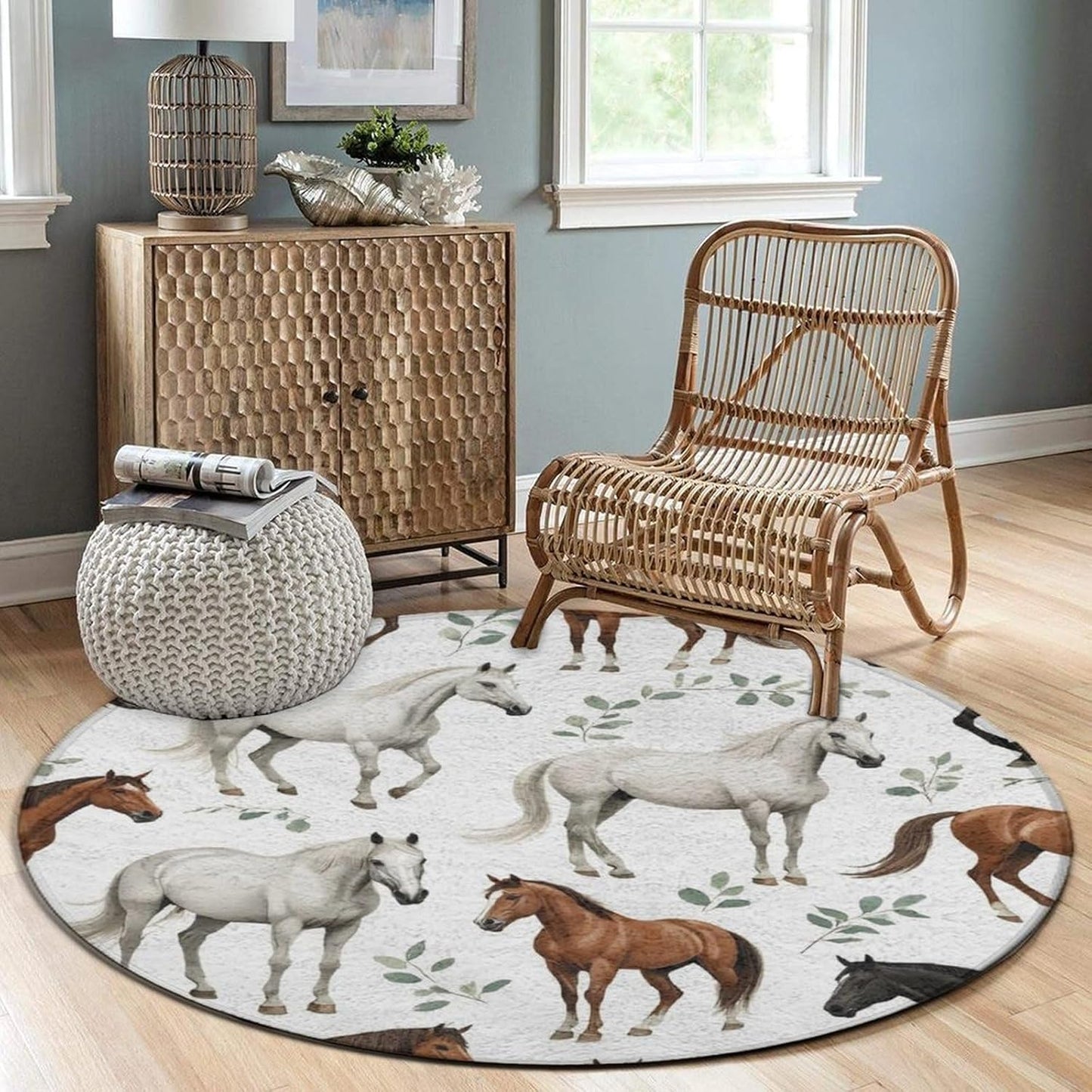 Large Home Decor Mat, Soft Round Yoga Carpet, Non Slip Machine Washable Home Office Circle Rug Gothic Witchy Sun Moon Mushroom Moth