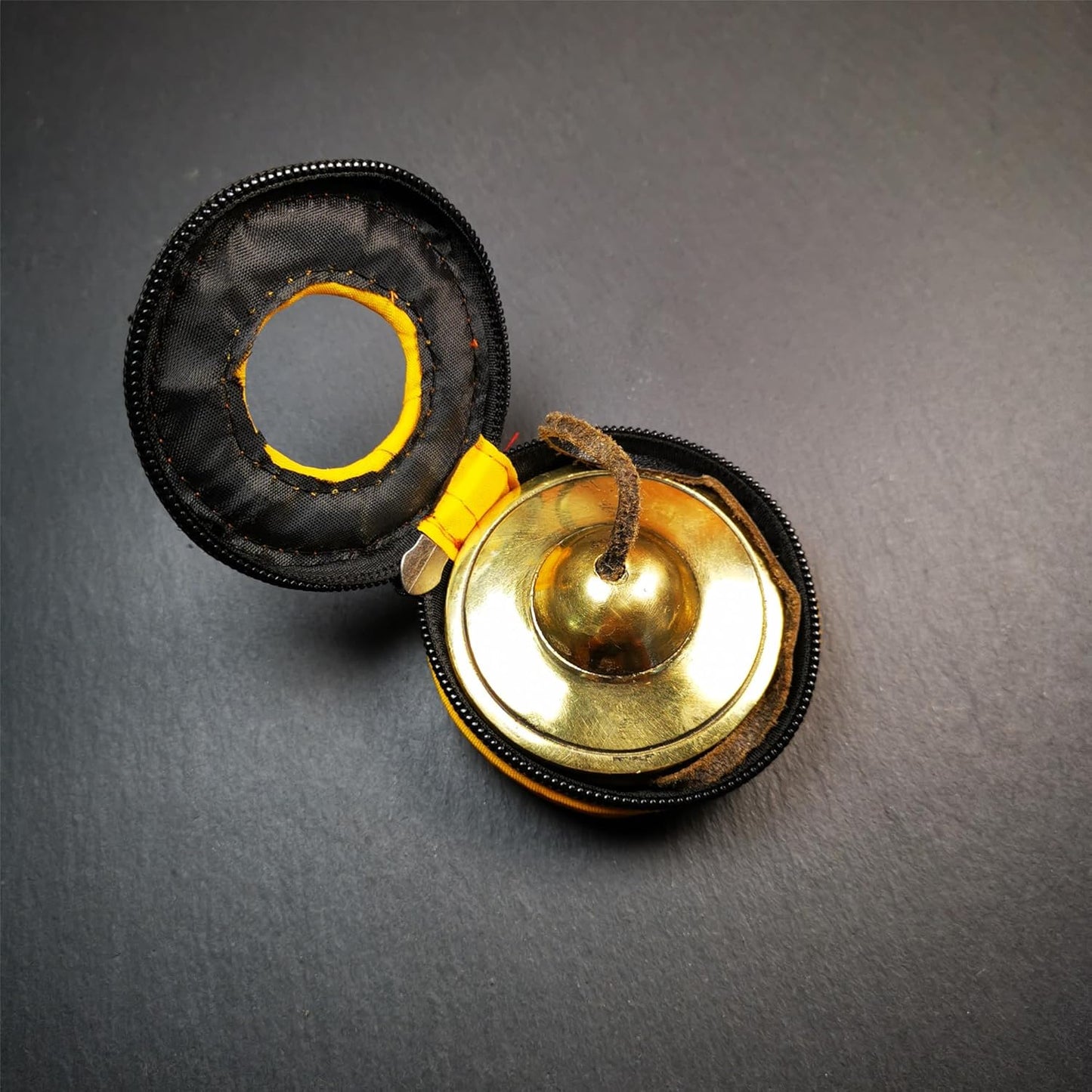 Tibetan Tingsha Bell Set - Tibetan Cymbals - for Sound Healing, Yoga, Meditation, and Mindfulness,Handmade in Nepal,Made of Bronze,Plain Pattern,Black Color，7.7cm/3.0 inch