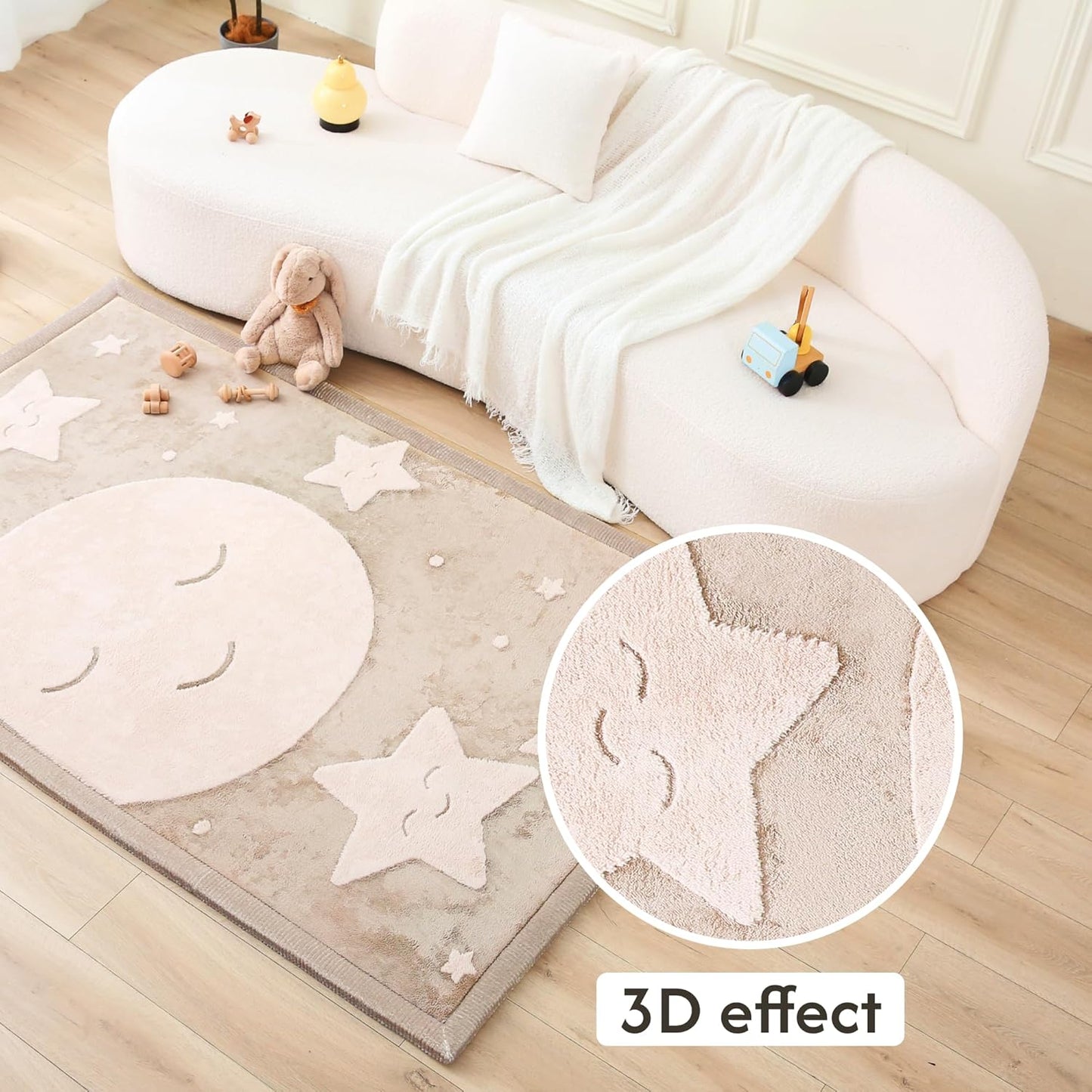 Hakuna Matte CloudSoft Mat for Floor 60" x 80" Beige – Coral Velvet Memory Foam Rug – Non-Slip, Water-Resistant