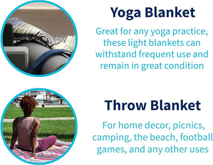 La Montana Authentic Mexican Blanket (10-Pack) - 74in x 50in Woven in Mexico - Falsa Throw for Yoga Studio, Picnic/Camping/Beach, Saddle Blanket, Bed/Home Decor (Assorted Neutrals)