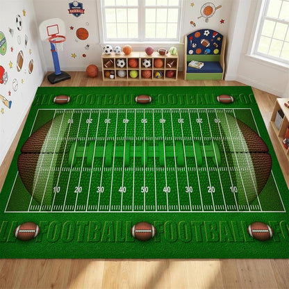 Sports Field Area Rug,5x7ft, Soccer Field Chalked Blackboard Football Stadium Board Painted Non-Slip Soft Carpet Floor Mat Indoor Living Room Bedroom Rugs Yoga Mat Home Decor