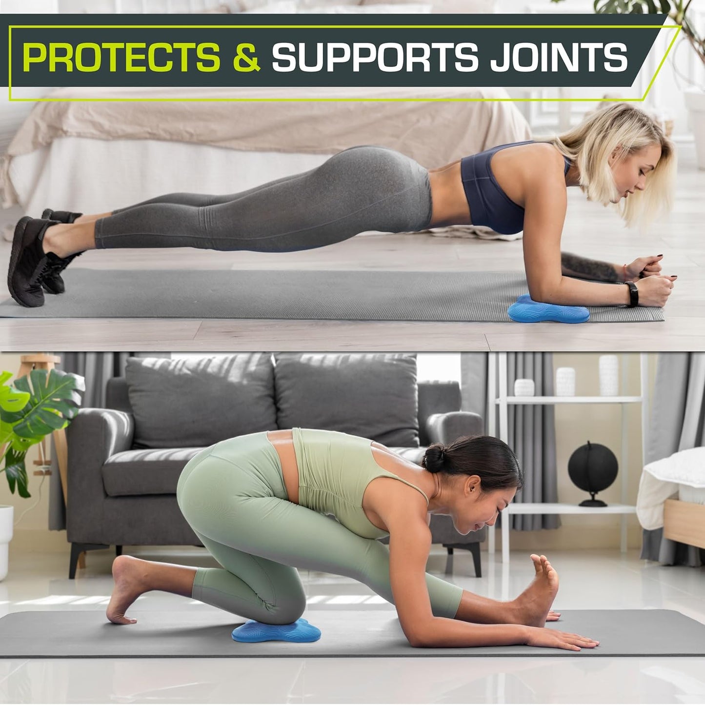 ProsourceFit Yoga Knee Support Pads Set of 2, Non-Slip Knee Pad for Yoga, Pilates, Meditation, and Stretching; Exercise Yoga Accessories for Knee Support for Men and Women, Portable Yoga Pad Cushions