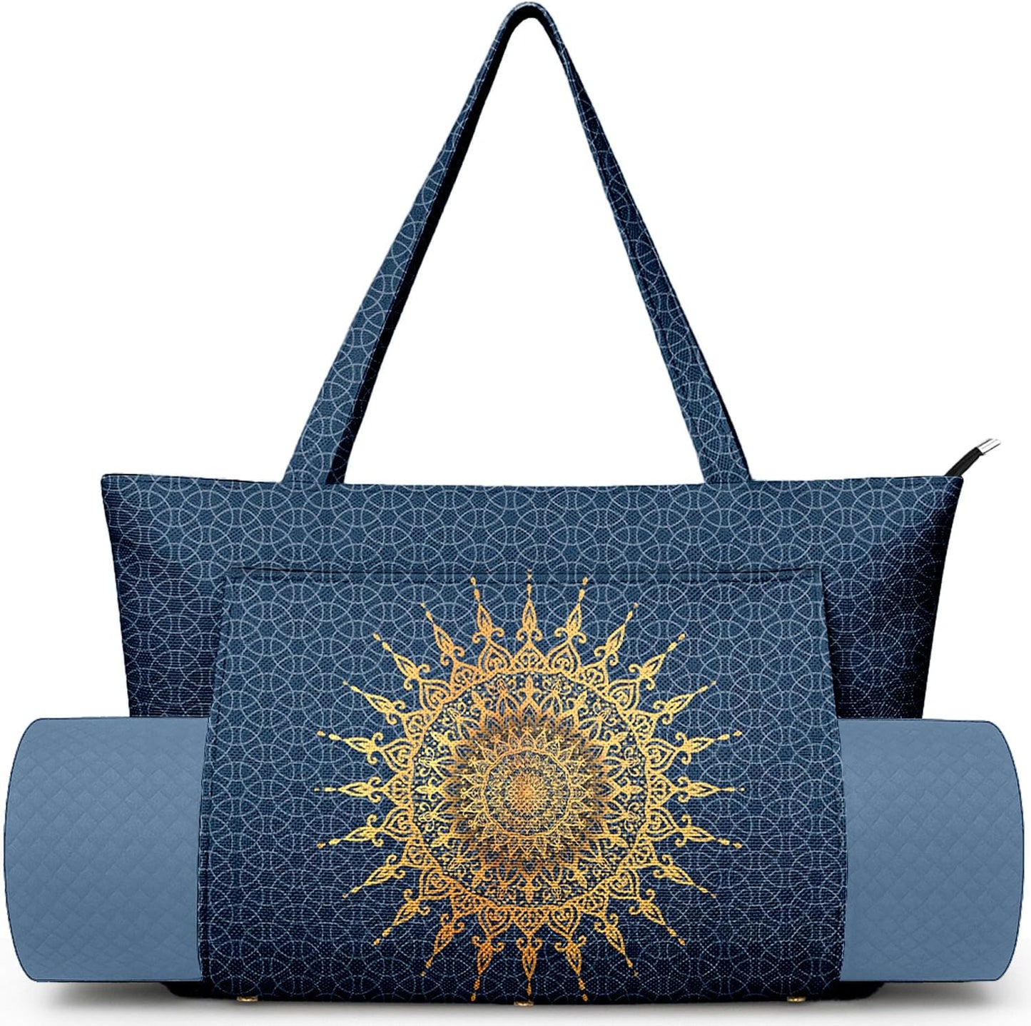 Yoga Bag for Women, Large Canvas Yoga Mat Tote Bag with Yoga Mat Carrier - Large Mat Pocket Fitness Tote for Pilates, Gym, Travel, Office & Beach