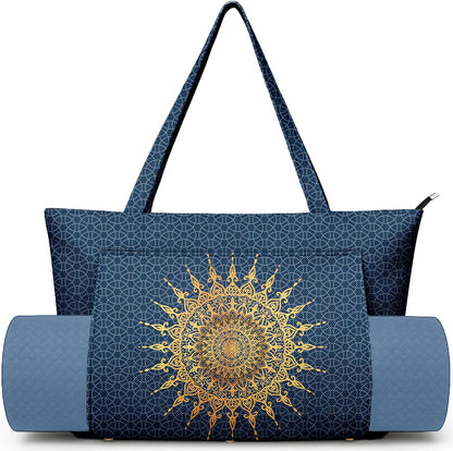 Yoga Bag for Women, Large Canvas Yoga Mat Tote Bag with Yoga Mat Carrier - Large Mat Pocket Fitness Tote for Pilates, Gym, Travel, Office & Beach
