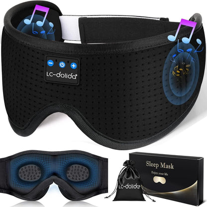 LC-dolida Sleep Headphones, 3D Sleep Mask Bluetooth Wireless Music Eye Mask, Sleeping Headphones for Side Sleepers Sleep Mask with Bluetooth Headphones Ultra-Thin Stereo Speakers Perfect for Sleeping