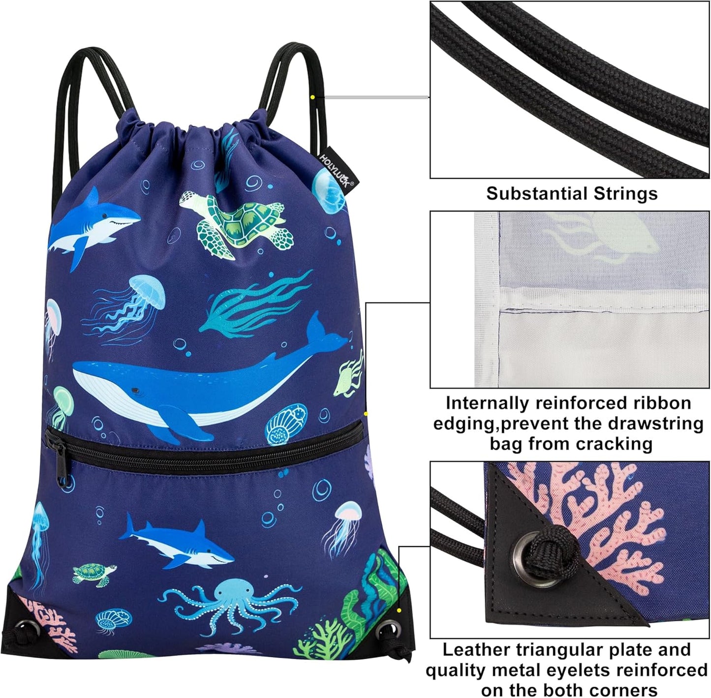 HOLYLUCK Drawstring Backpack Bag Sport Gym Sackpack - Colors A