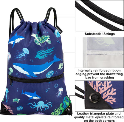 HOLYLUCK Drawstring Backpack Bag Sport Gym Sackpack - Colors A