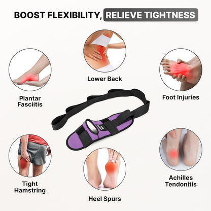 DMoose Fitness Foot & Calf Stretcher with Adjustable Padded Stretching Strap for Plantar Fasciitis, Hamstring, Heel Spurs and Achilles Tendonitis Relief - Yoga Leg Stretch Strap for Flexibility