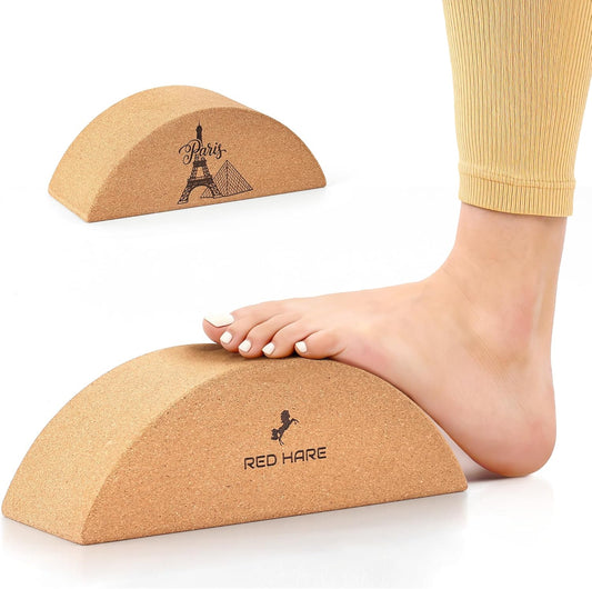 Cork Yoga Blocks, Half Moon Cork Foot & Calf Stretcher for Plantar Fasciitis Relief, Ankle & Foot Mobility Trainer, Pilates Yoga Balance Block for Stability, Stretching & Recovery