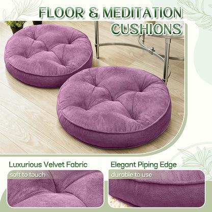 1 MIDDLE ONE Floor Pillow Set of 2, Memory Foam Meditation Cushion, Floor Cushions for Adults Sitting, Large Square Seat Cushions for Yoga, Living Room, 20x20 Inch (Grey)