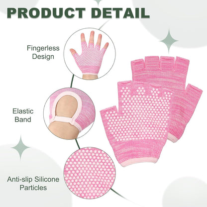 Yoga Gloves, Non Slip Fingerless Pilates Gloves Breathable Exercise Workout Mittens