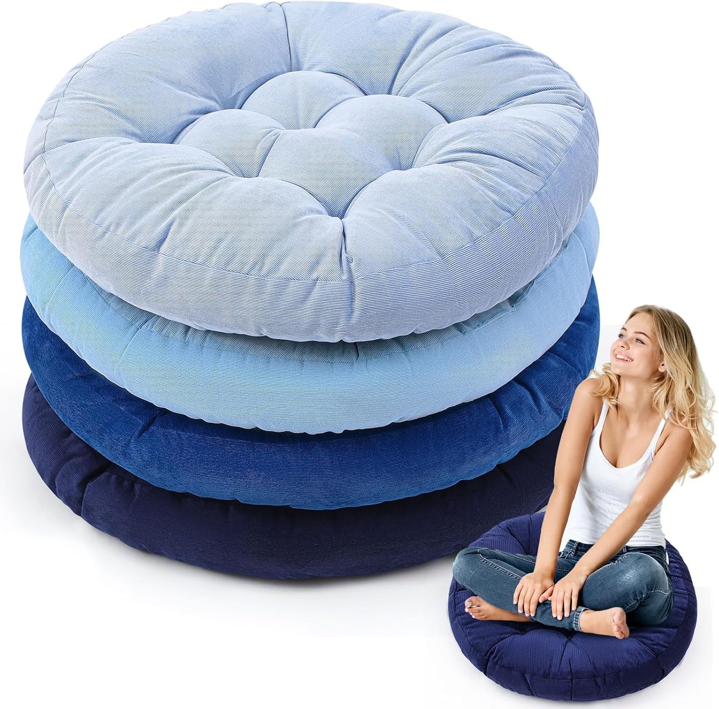 Jerify Floor Pillow Cushions Large Round Square Large Meditation Floor Pillow for Classroom Adult Meditation Picnic Party Seating Learning Daycare School(Square,Mixed Colors,4 Pcs)