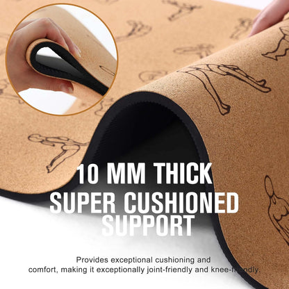 Premium Cork Yoga Mat 1/4 & 2/5 Inch Thick 72 x 26 in, Thick Cork and TPE Non Slip Yoga Mats for Women Men, Sweat Proof Eco-friendly, Great for Hot Yoga & Workouts