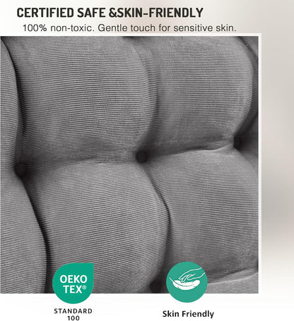 Meditation Floor Pillow Set of 2, Round Large Pillows Seating for Adults, Tufted Corduroy Cushion for Living Room Tatami, Beige 22 Inch